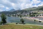 31.07.2020: Oberengadin - Blick ber den St. Moritzersee auf St. Moritz Dorf