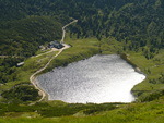 02.08.2009: Riesengebirge - Blick vom Kammweg auf den Kleinen Teich mit der Kleinen Teichbaude