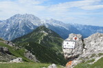 27.07.2021: Grenzmarkierung zwischen Carl-von-Stahl-Hauses und Hohem Brett mit Blick auf Jenner und Watzmann
